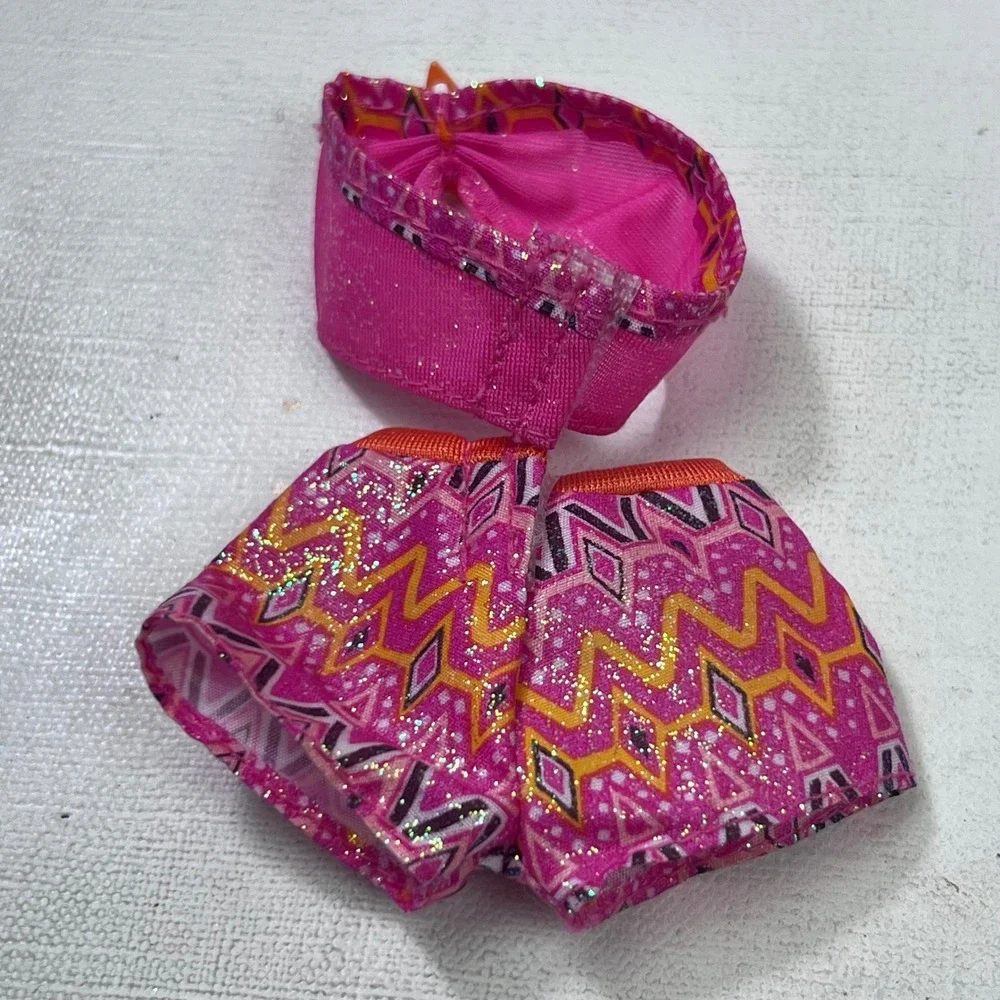 Barbie Doll Clothes Pink Glitter Zigzag Shorts and Top Set Mattel Fashion